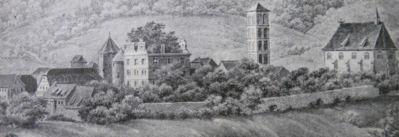 Engraving depicting Hirsau Abbey