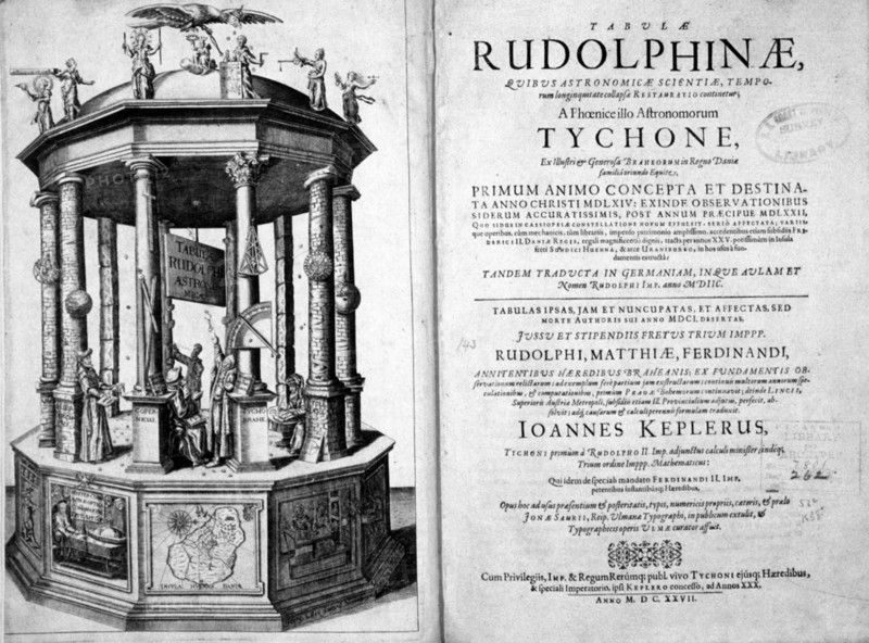 Frontispiece and title page of : 'Tabulae Rudolphinae : quibus astronomicae....'