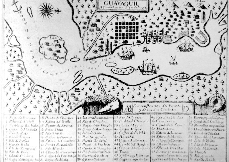 Map of the city of Guayaquil by Dionisio de Alcedo Herrera