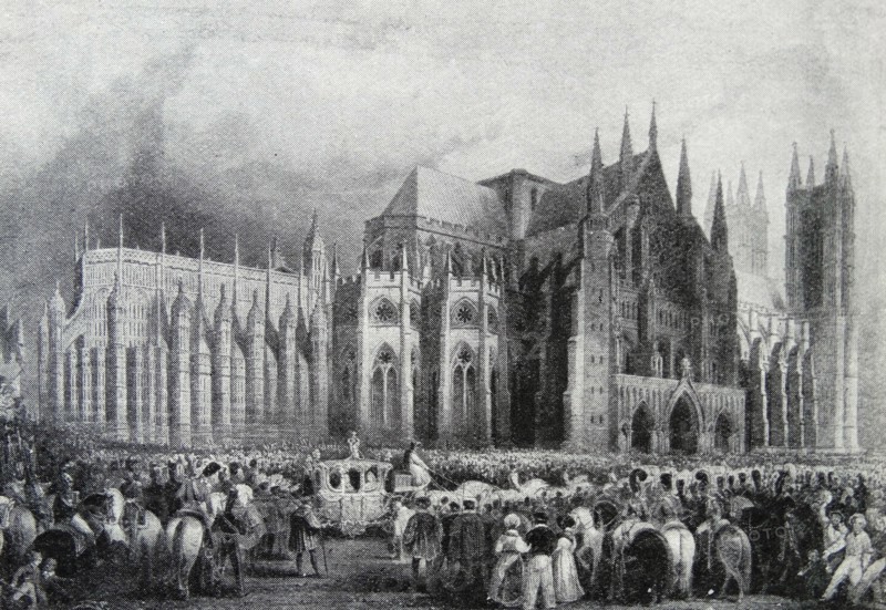 Coronation procession of King William IV and Queen Adelaide at Westminster Abbey