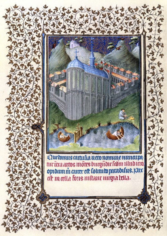 Illumination depicting the Story of Saint Bruno and the Grande Chartreuse from the Belles Heures of Jean de France