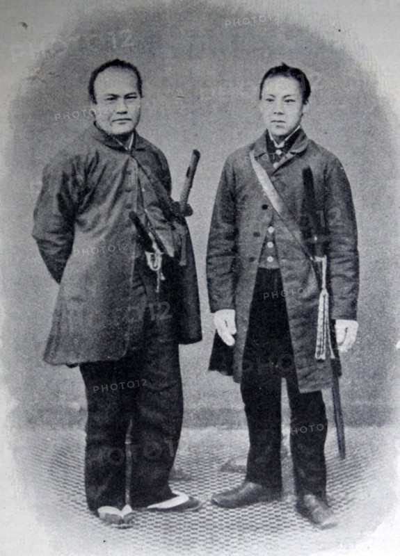 Portrait of two samurais transitioning from Old Japan to new Japan