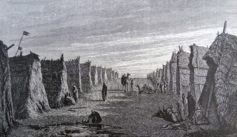 Painting depicting an Arab village on the borders of Egypt