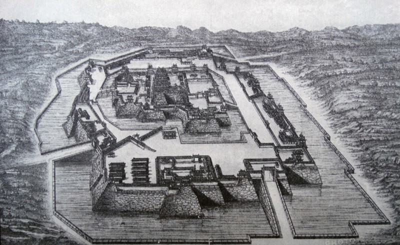 The Osaka Castle captured by the conquering Tokugawa Ieyasu