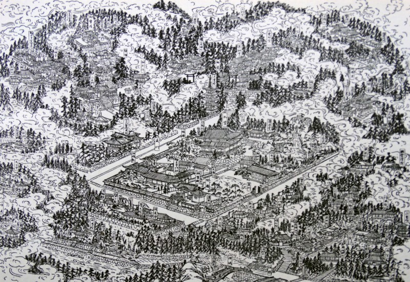 Illustration of the temples of Nikk?, Tochigi
