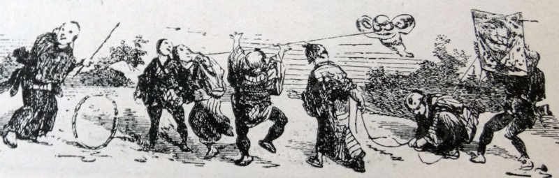 Illustration of a park scene in 19th Century Britain