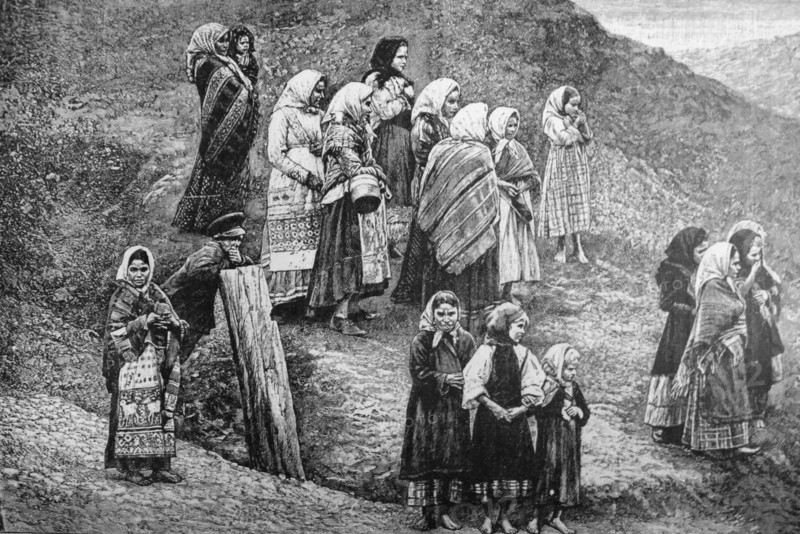 Russian Cossack women and children 1870