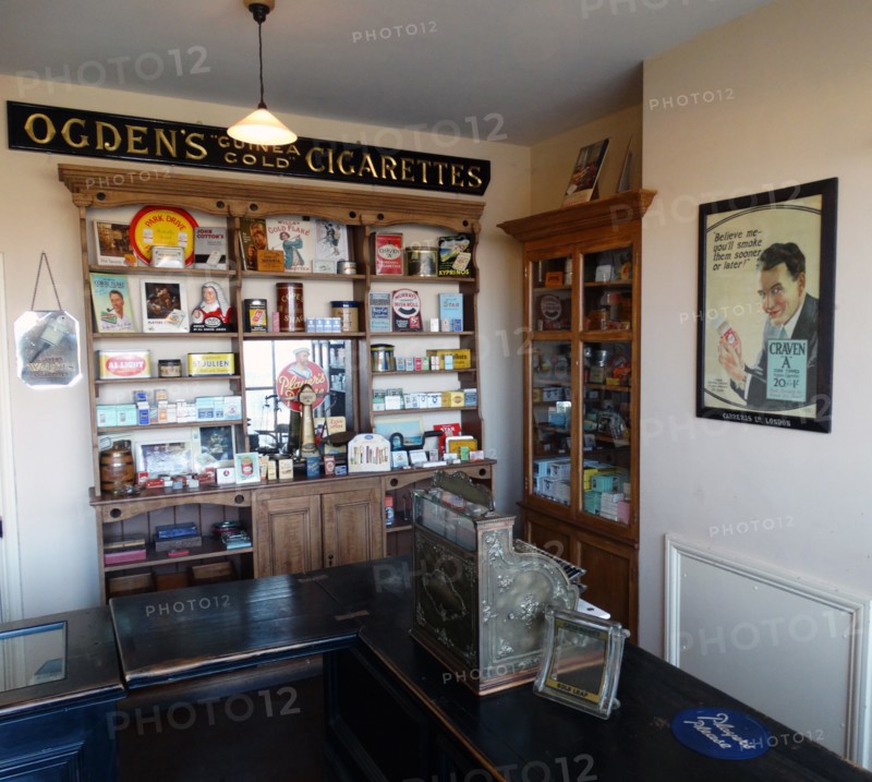 Interior of a reconstructed tobacco shop in northern England