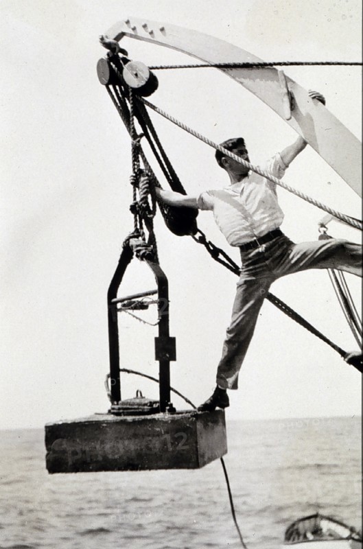 Marine geologist on a survey