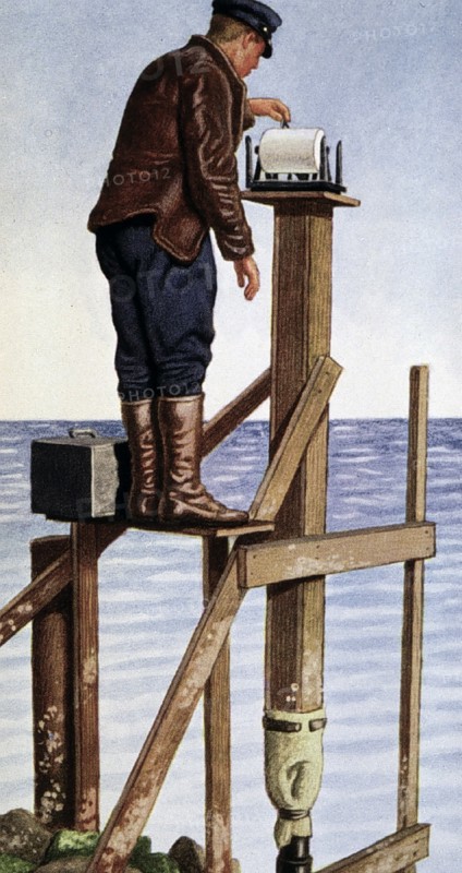 Marine research scientist taking readings