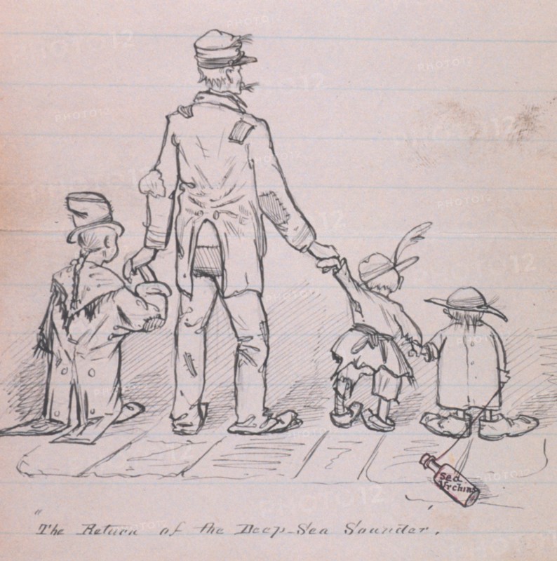 Cartoon depicting long periods at sea on the BLAKE