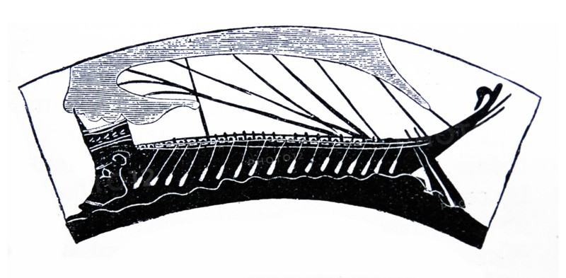 Greek Unireme ship circa 6th century BC