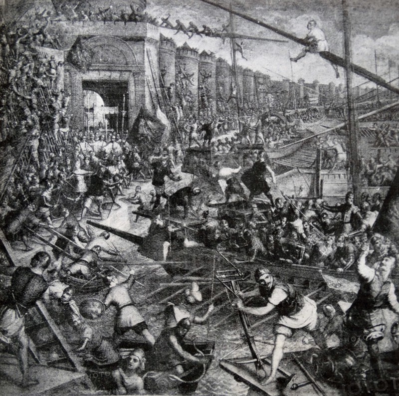 The taking of Constantinople by the Venetians and crusaders