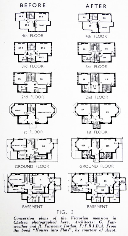 Floorplan of houses that have been converted into flats