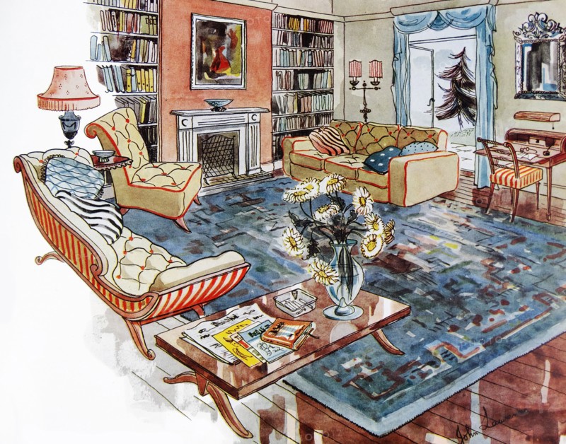 Typical interior design of a family sitting room
