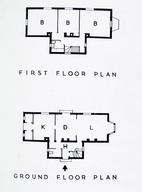 Floor plan of a brick-built house suitable for a site on the outskirts of a country town