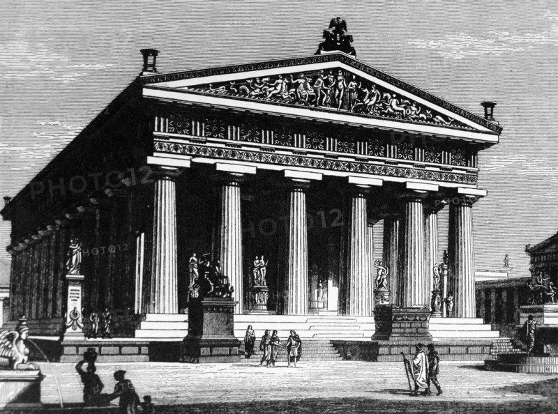 Illustration depicting the sanctuary to Poseidon in Paestum