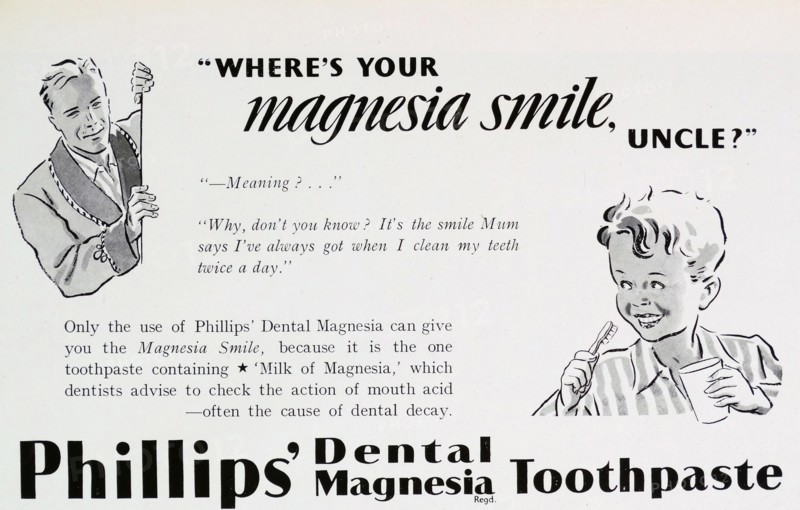 Advert for Phillips' magnesia toothpaste