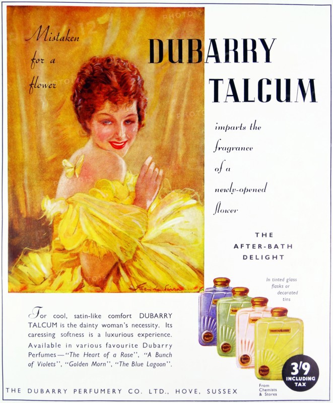 Advert for Dubarry Talcum powder for Women