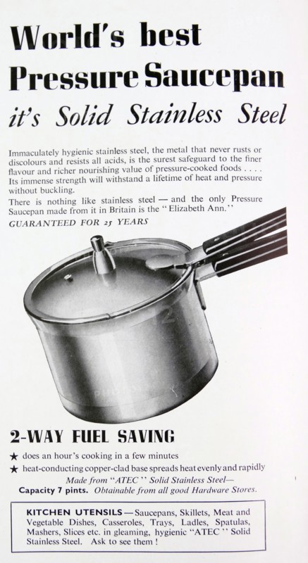 Advert for stainless steal