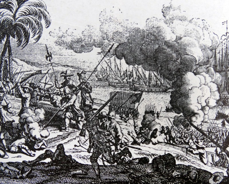 Illustration depicting Dutch forces taking Mannar