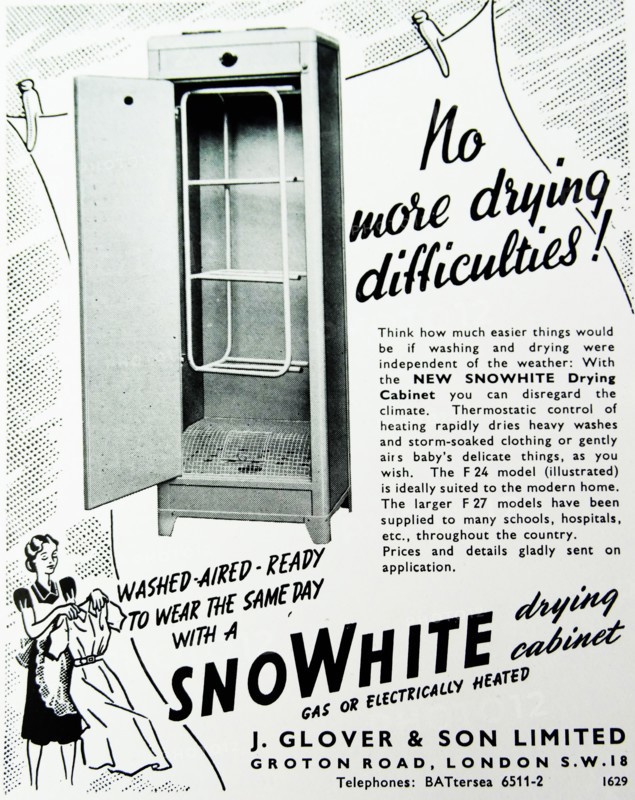 Advert for the 'new' SNOWHITE Drying Cabinet