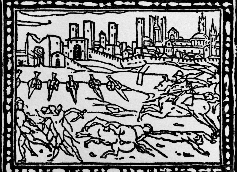 Woodcut depicting a scene from the Battle of Camollia