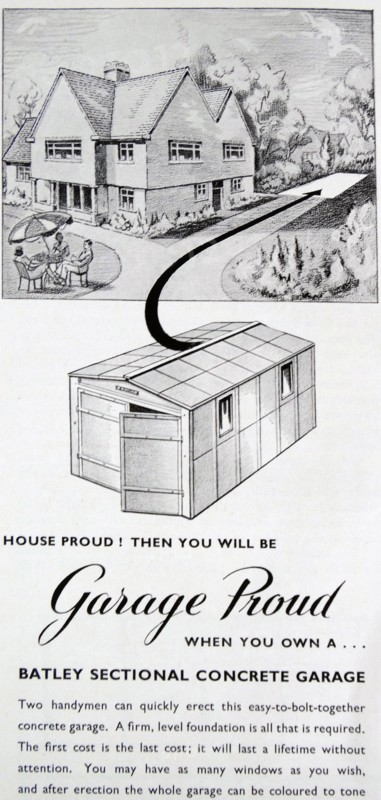 Advert for a Batley Sectional Concrete Garage