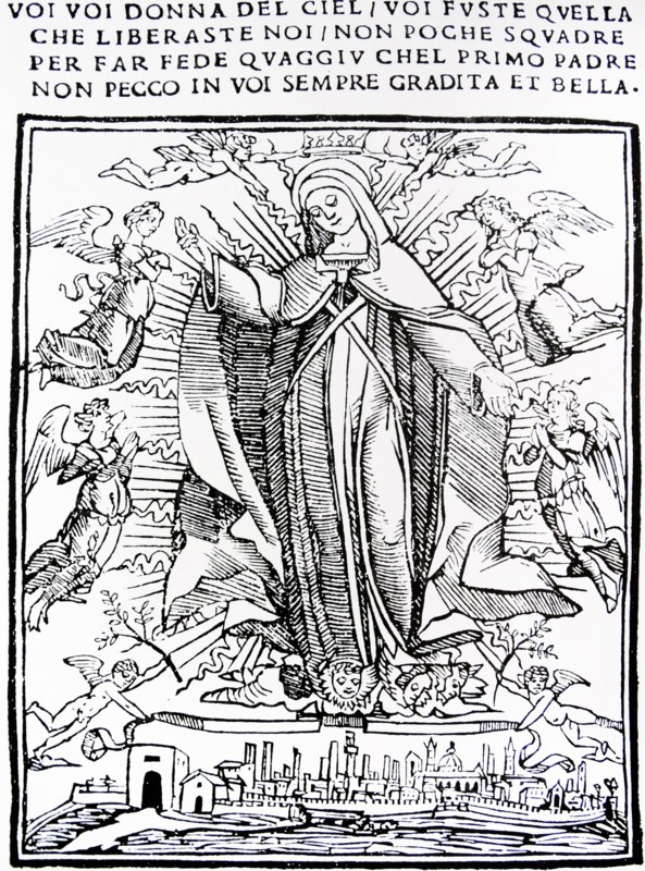 Woodcut depicting a scene from the victory of Camollia