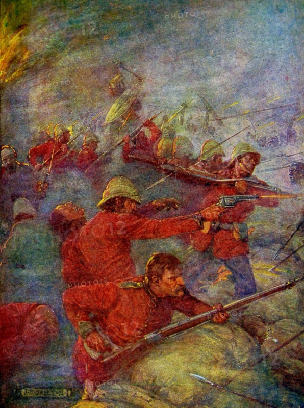 British soldiers shouting their war-cry