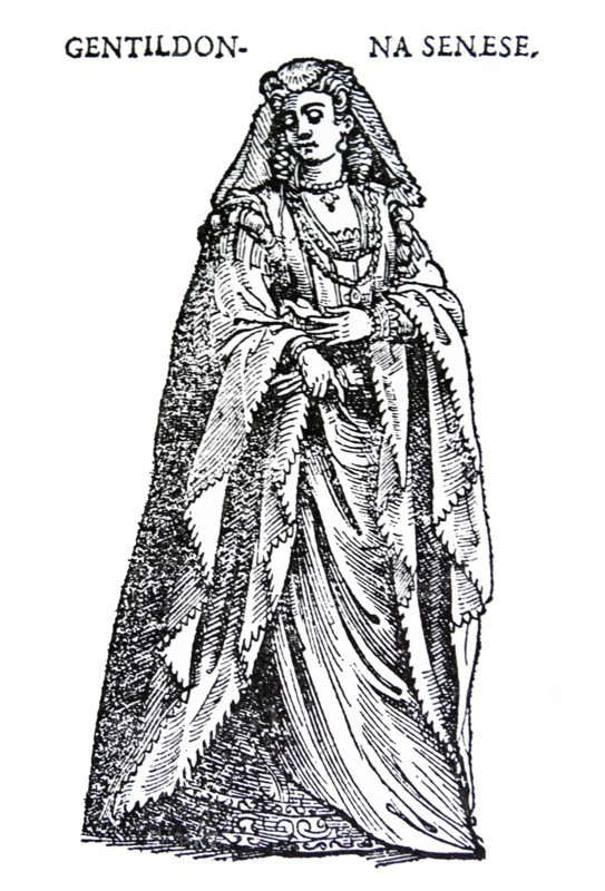 Costume of a Sienese gentlewoman by Cesare Vecellio