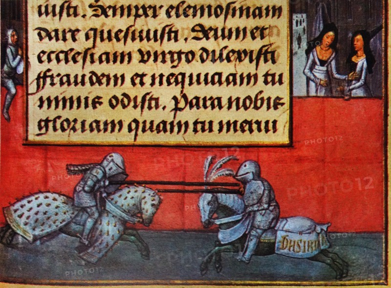 Marginal illustration of a tournament from a Book of Hours