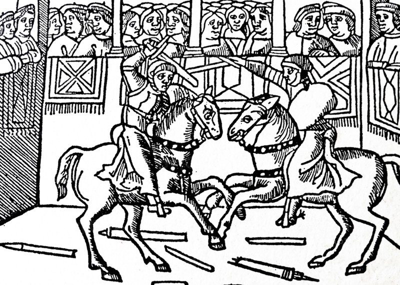 15th Century woodcut depicting jousting at a carnival
