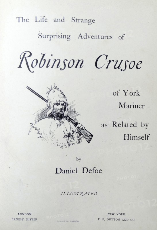Illustration from a nineteenth century edition of 'Robinson Crusoe' a novel by Daniel Defoe.