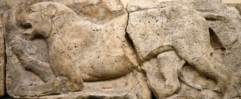 Frieze from Xanthos depicting Satyrs hunting wild animals