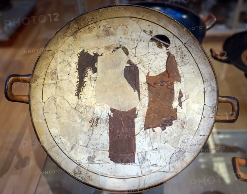 White ground pottery depicting Athena