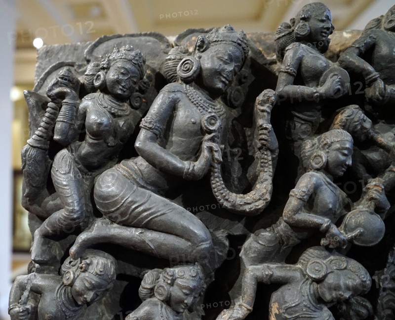 Detail of a bronze statue depicting Shiva and Parvati