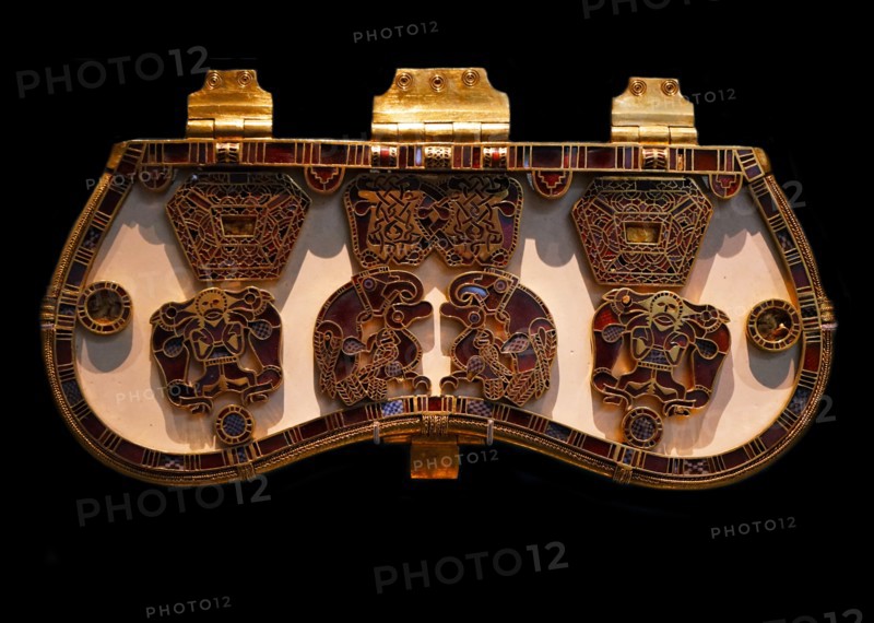 Gold and inlaid buckle from Anglo Saxon treasure hoard
