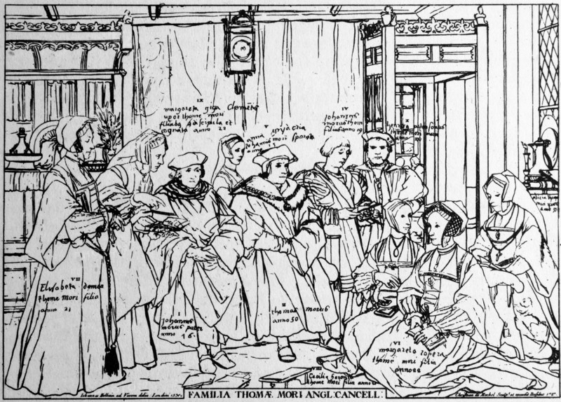 Engraving depicting the noble family of Sir Thomas More