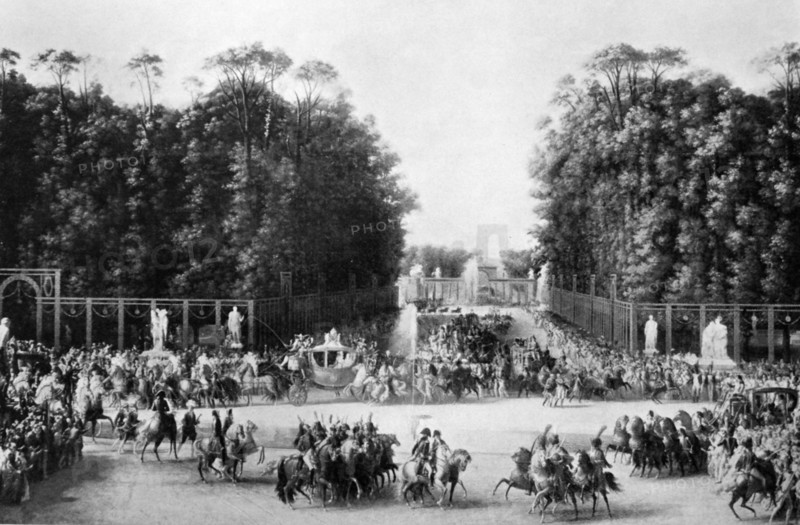 Print depicts the marriage procession of Napoléon Bonaparte and Marie-Louise