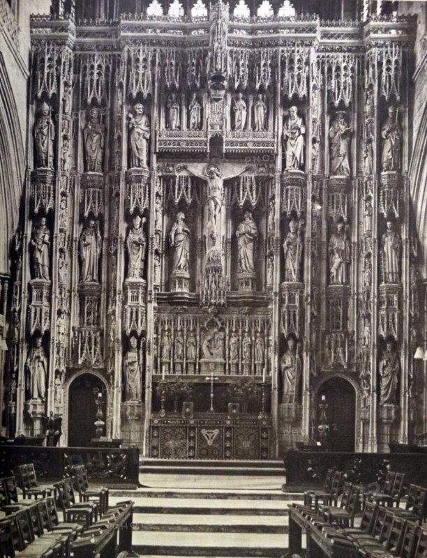 a stone reredos