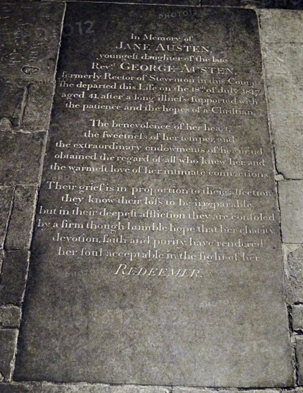 Tombstone of Jane Austen at Winchester Cathedral