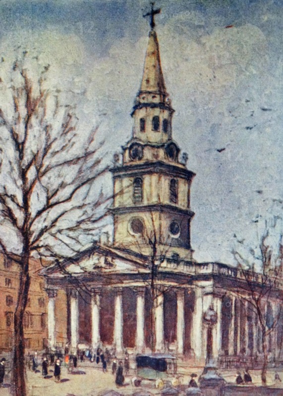 Coloured sketch of St Martin-in-the-Fields