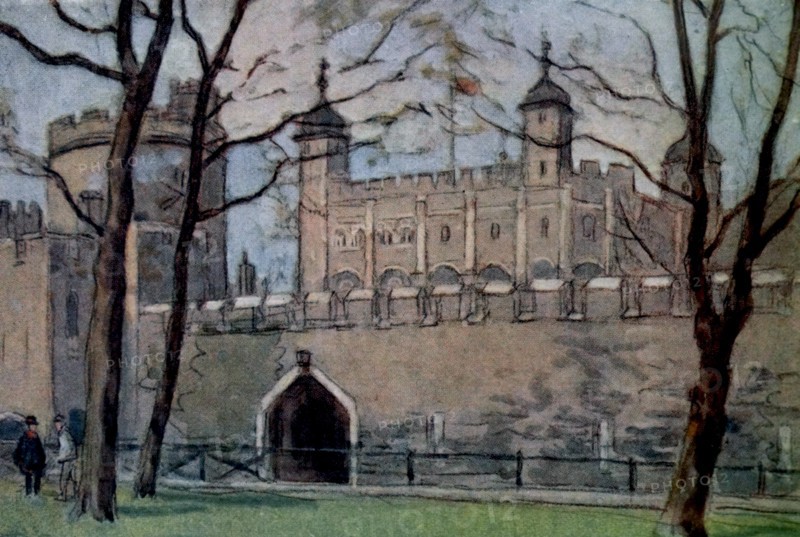 Coloured sketch of the Tower of London