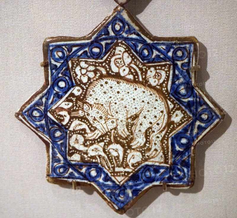 Lustre star tiles with blue borders