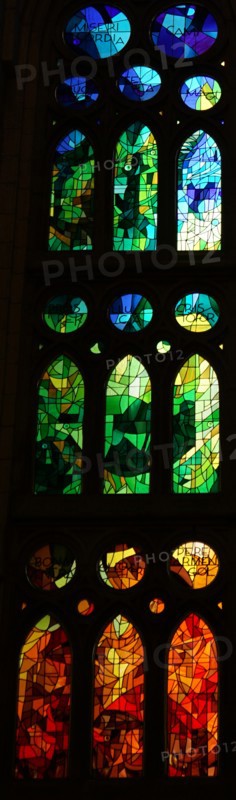 Stained glass window at the Basílica i Temple Expiatori de la Sagrada Família