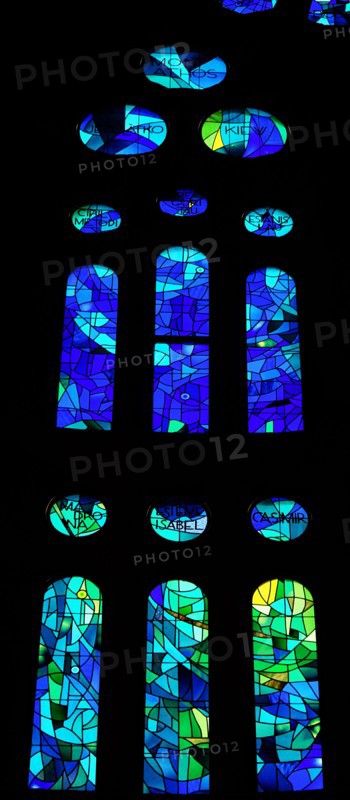 Stained glass window at the Basílica i Temple Expiatori de la Sagrada Família