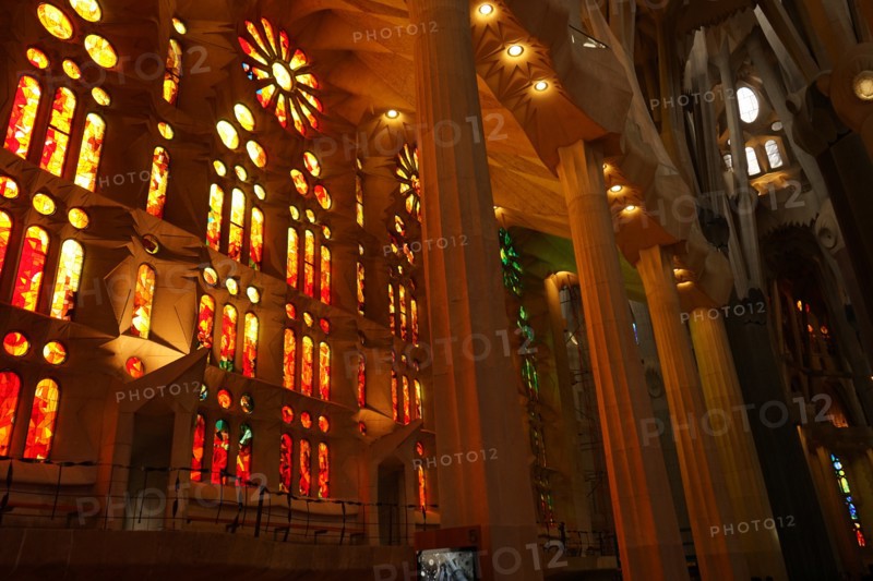 Stained glass window at the Basílica i Temple Expiatori de la Sagrada Família