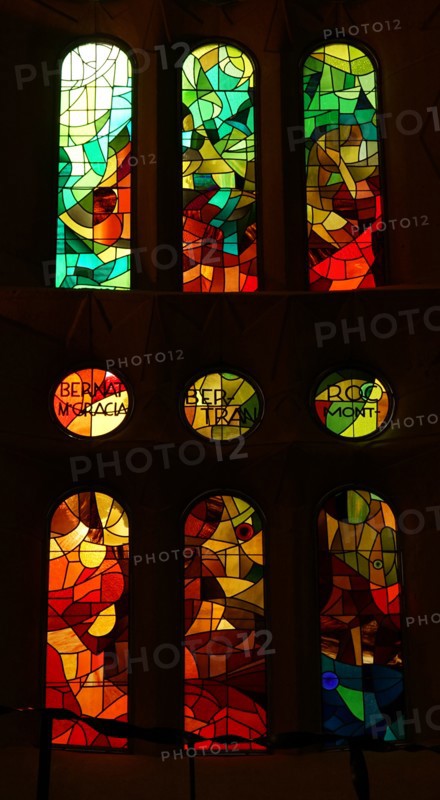 Stained glass window at the Basílica i Temple Expiatori de la Sagrada Família