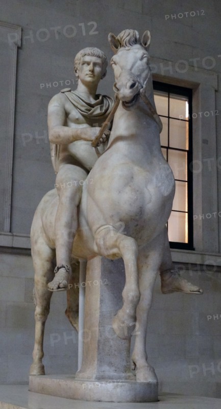 Marble statue of a youth on horseback